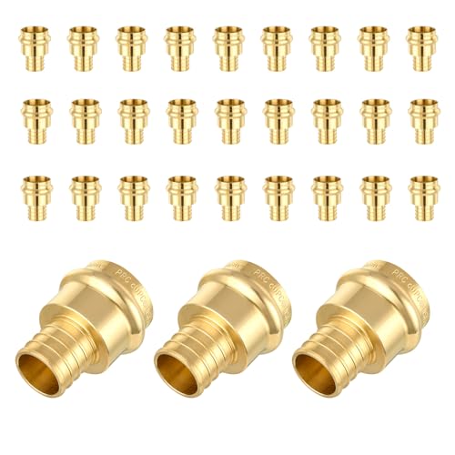 (Pack of 30) Seelink 3/4"Press x 3/4"Pex Crimp Coupling Brass Adapter, Press Fittings For Copper and Pex Pipe Connection(PEX1807346-30Pack)