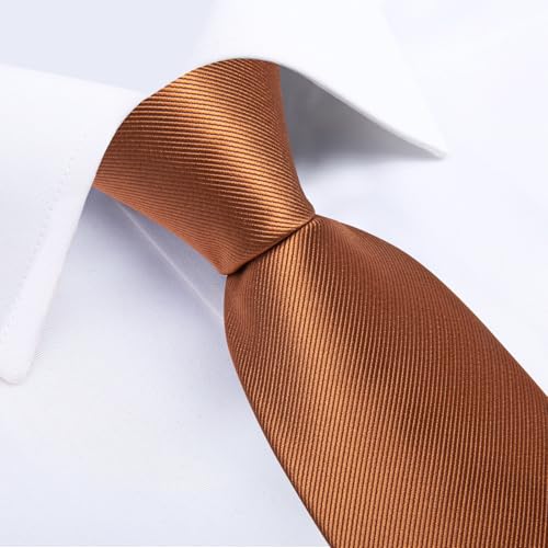 Image of DiBanGu Mens Silk Necktie Solid Color Tie and Pocket Square Cufflink Tie Clip Set Woven Plain Ties for Men Wedding Party