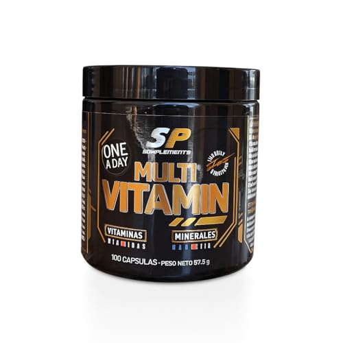 SP - Multivitaminas y Minerales, 100 cápsulas veganos, Complejo Multivitaminico con 12 vitaminas y 6 minerales esenciales Vitamina C, A, B, D, E, Magnesio, Hierro, Zinc y mucho más,para hombre y mujer