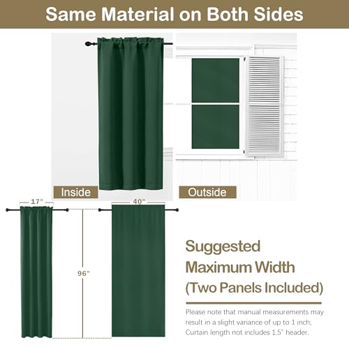 Image of Christmas Green Blackout Curtains for Bedroom 96 Inches Long 2 Panels, Soft Fabric Blackout Curtains, Room Darkening Living Room Window Treatments, Rod Pocket Window Drapes, 2x40Wx96L Inches