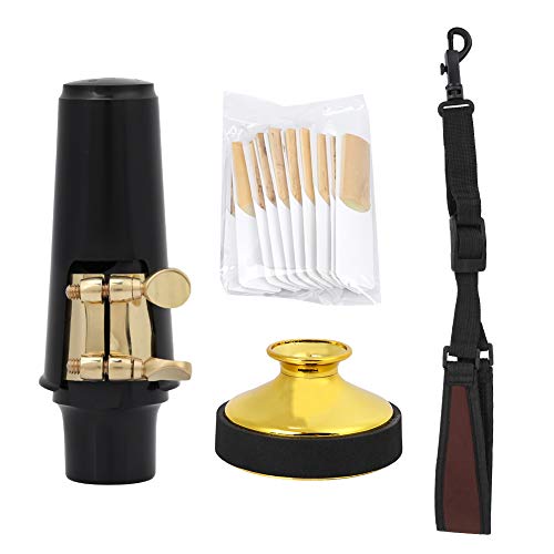 Alto Saxophone Mouthpiece Set, 4 in 1 Multi-Function Kit Includes Mouthpiece Mute Neck Strap for...
