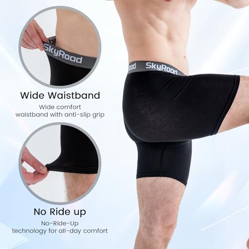 SkyRoad Men's Ultra-Comfort Boxer Briefs 7-Pack, Moisture-Wicking, Breathable & No Ride Up with Fly3
