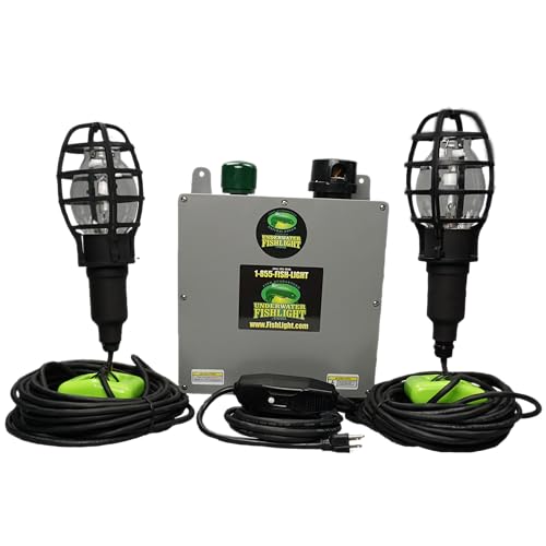 175W Double Light for Docks with 50’ of Marine Grade Wire for Each Light, Easy to Install, Dusk to...
