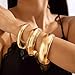 Sora Tuki Chunky Gold Bangle Bracelets for Women Thick Gold Cuff Bracelets Big Silver Chunky Bracelet Large Wide Wrist Statement Silver Bracelet for Women Fashion Trendy Jewelry (1 - gold)