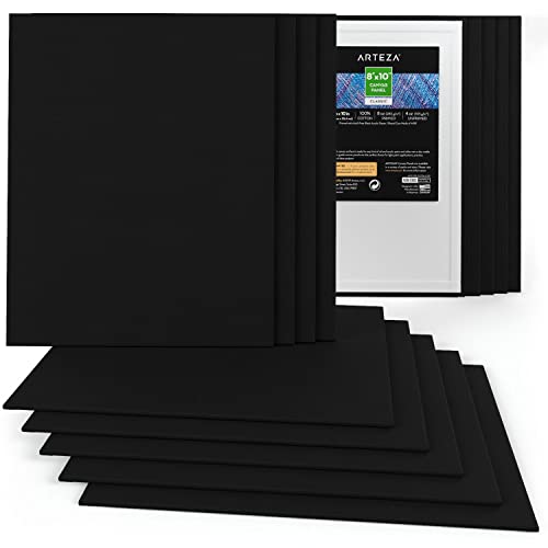 Arteza Paint Canvases for Painting, Pack of 14, 8 x 10 Inches, Blank Black Canvas Boards, 100% Cotton Art Canvas, 8 oz Gesso-Primed, Art Supplies for Adults and Teens, Acrylic Pouring and Oil Painting Arteza Paint Canvases for Painting, Pack of 14, 8 x 10 Inches, Blank Black Canvas Boards, 100% Cotton Art Canvas, 8 oz Gesso-Primed, Art Supplies for Adults and Teens, Acrylic Pouring and Oil Painting