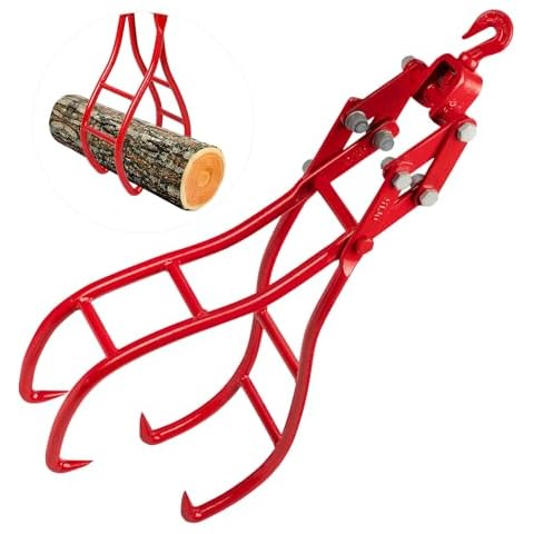 Toriexon Logging Tongs 28 inch 4 Claw, Swivel Steel Log Tongs Timber Claw Hook, Heavy Duty Log Skidding Tongs 2200 Pounds Lifting Capacity for Trucks, ATVs, Tractors, Forklifts Cover