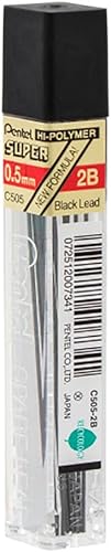 Miniatura 6 de Pentel Recambio de plomo de polímero súper alto (0.020 in) fino, 2B, 36 piezas en total
