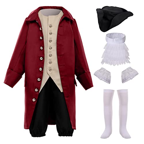 Image of BPURB Rococo Boy Colonial Costume Patriotic Boy Costume Deluxe Thomas Jefferson George Washington Alexander Hamilton Costume