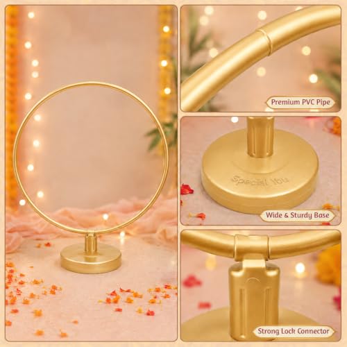 Image of SpecialYou Backdrop Stand for Decor for Ganpati Decoration Setup for Home with Lotus Hanging Decorations Items, Decoration Stand for Backdrop for Pooja, Mandir Decorations Items for Home- 7Pcs