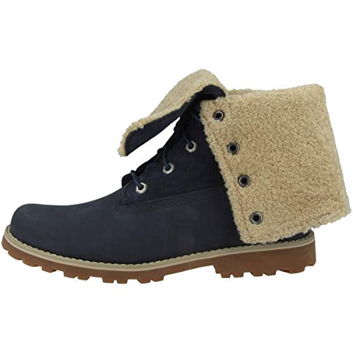Timberland Youth Authentics 6 inch Shearling Navy Nubuck Boots 5.5 US