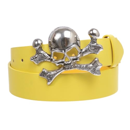 Unisex Skull Crossbones Buckle Snap-On Belt – 1.5