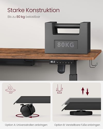 VASAGLE Höhenverstellbarer Schreibtisch elektrisch, 140 x 60 cm – Ansicht 8
