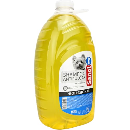 Sanol Dog Shampoo De Pêlos Para Cães Antipulgas 5 Litros Amarelo