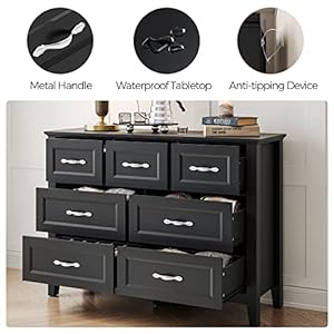 Linsy home 7 drawers dresser for bedroom wood bedroom dresser farmhouse drawer chest 7 chest of drawer tall dresser for closet dressers organizer for living room closet hallway  urban country home decor
