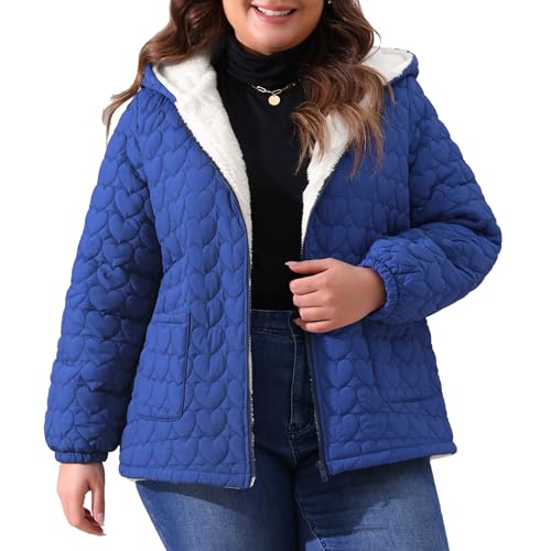 Agnes Orinda Plus Size Coat for Women Lightweight Puffer Jacket with Hood Pockets Quilted Padded Full Zip Winter Coats