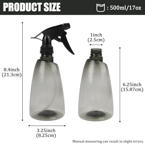 17oz/500ml Empty Plastic Spray Bottle for Cleaning Solutions, Refillable Spray Bottle with Adjustable Nozzle for Hair, Gardening, Cleaning2