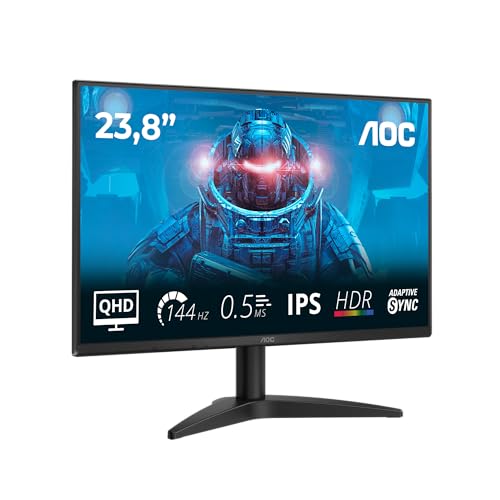 AOC Q24B36X Monitor 24 Pulgadas, 144Hz Panel IPS, 4ms GtG, HDR10, Adaptive Sync, (2560x1440 HDMI 1x 2.0 DP 1x 1.4) Negro