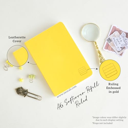 Image of NEORAH - A6 Ruled Notebook SOFT COVER | Organiser REFILL | Ruled Journal | 110 GSM | 160 pages (Size 14.8 cm x 10.5 cm) Planner Journaling Writing Note Taking Diary, Travellers Journal -YELLOW