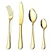 Gold Silverware Set, OGORI 24-Piece Gold Forged Stainless Steel Flatware Set, Service of 6