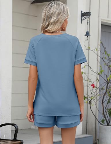 Image of LOMON Womens Two Piece Sets Summer Lounge Sets Sweatsuit Shorts Set Casual Matching Sets