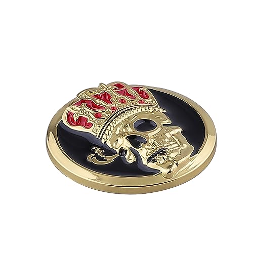 Image of 2pcs Skull Emblem Car Badge Sticker Waterproof Decoration Logo Decals for Car Motorcycle Fridge Computer Door (Gold Black)