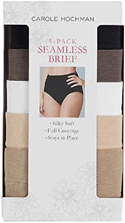 Carole Hochman Women's Underwear Silky Soft Seamless Full Coverage Modern Brief Panties 5 Pack Multipack Regular & Plus Sizes