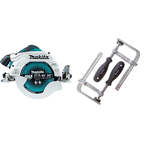 Makita DHS900Z Akku-Handkreissäge 85mm 2x18 V (ohne Akku, ohne Ladegerät) & 194385-5 Schraubzwinge 1 Paar (2 Stück), Silber, 5 x 160 mm