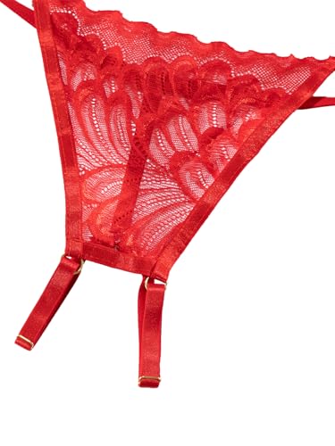 Image of Lilosy Sexy Underwire Floral Lace Sheer Lingerie Set for Women See Through Bra and Panty 2 Piece