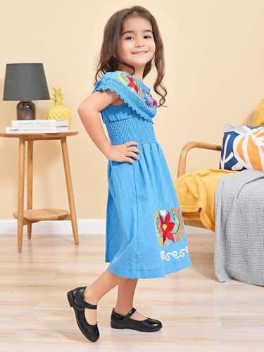 Image of Mexican Dress for Girls Traditional Vestidos Mexicanos Cinco de Mayo Embroidered Dresser Toddler Kids
