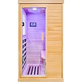 YJSPSSW Infrared Sauna Room Single Room – Premium Hemlock Wood Far-Infrared Sauna Cabin with Bluetooth Music, Ambient Lighting & Sole Control (120V, 1200W, 700×895×1565mm)