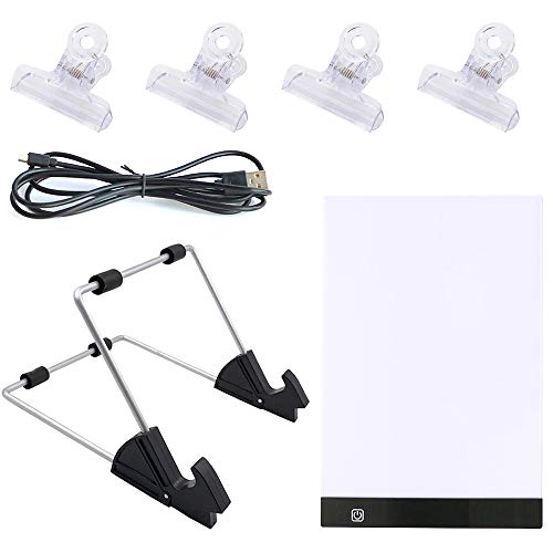 Licht Pad A4 LED Leuchttisch, Leuchtplatte Light Pad Tragbare Zeichnung Pad einstellbare Helligkeit Lichtkasten Malen licht mit USB Kable für