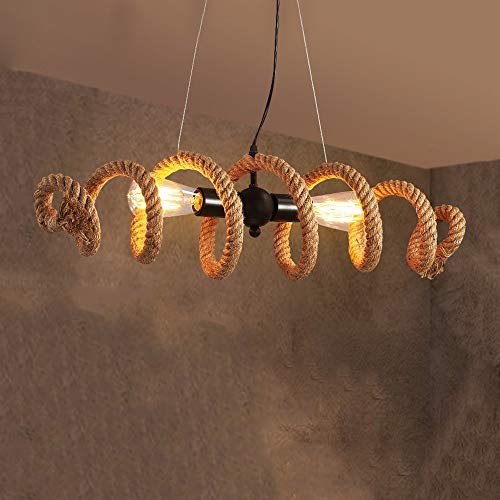 MUTANG Lampadario di corda di canapa Apparecchio di illuminazione Loft Personalità d'antiquariato Ristorante Cafe Bar Negozio di abbigliamento Lampada da soffitto a sospensione Stile retrò nordico lam