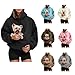 Generisch Hoodies Damen mit großer Tasche für Pet Weicher Freizeit Hundetasche Pouch Kapuzenjacke für Frauen Trendy Fleece Sweatshirt mit Haustier-Tasche 001 Schwarz XL