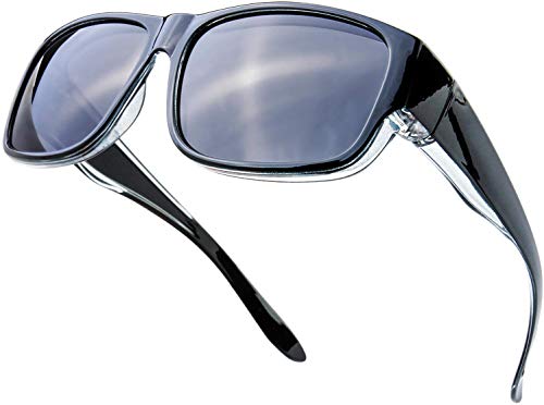 Image of The Fresh High Definition Polarized Wrap Around Shield Sunglasses for Glasses - Leather Eyeglasses Case