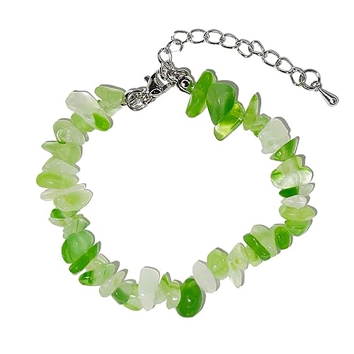Bracelet agate verte baroque avec fermoir ajustable de 19 à 23cm