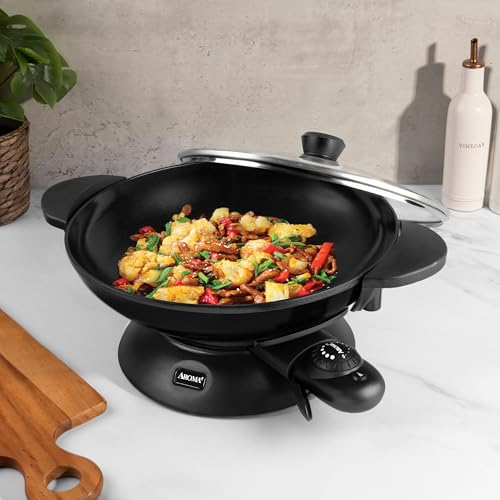 Image of Aroma Housewares AEW-307 Electric Wok, 5 Qt, Black.