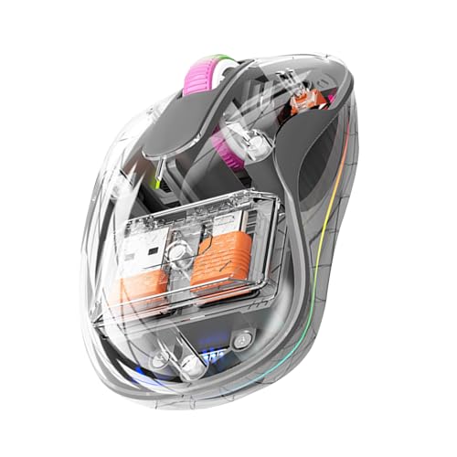 Ratón inalámbrico transparente con luz RGB para PC y portátil silencioso
