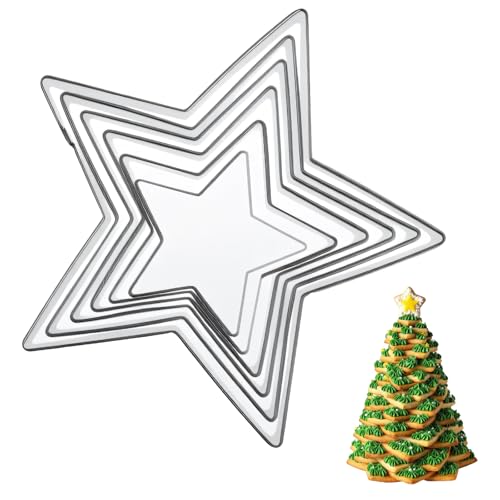 Juego de 6 moldes de Navidad con forma de estrella, de acero inoxidable, 6 tamaños, para casa, panadería, pastelería, Navidad, vacaciones, cumpleaños, fiestas