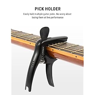 Linrax C1 Capodastre Guitare, Alliage Capo de Guitare 3 en 1 avec Porte-Médiator et Extracteur de Broche de Pont, Capos… – Image 3