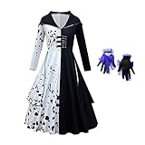 Costume for Teens Fancy Dress Fashion Queen Halloween Fashion Cloak Cosplay Dress with Gloves Age 8-12