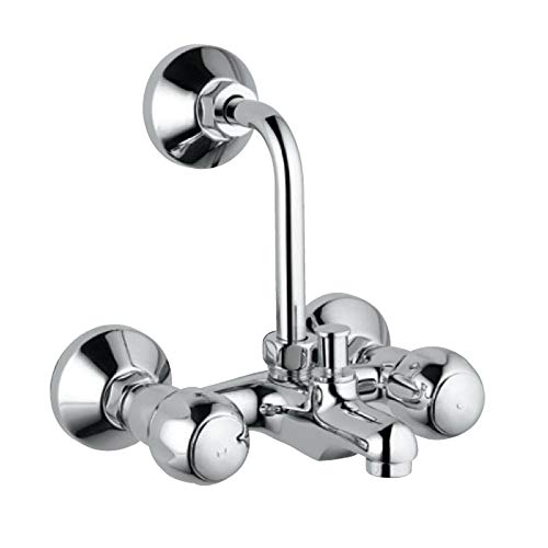 Image of Jaquar Wall Mixer with Provision for Overhead Shower with 115mm Long Bend Pipe on Upper Side, Connecting Legs and Wall Flanges