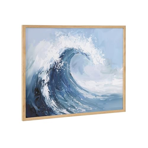 Kate and Laurel Abstract Painterly Coastal Ocean Wave Framed Wall