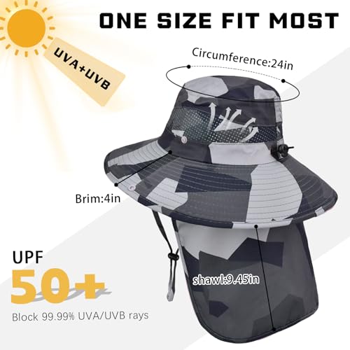Image of Sun Hats for Men Women, UPF 50+ Protection Fishing Hat with Neck Flap