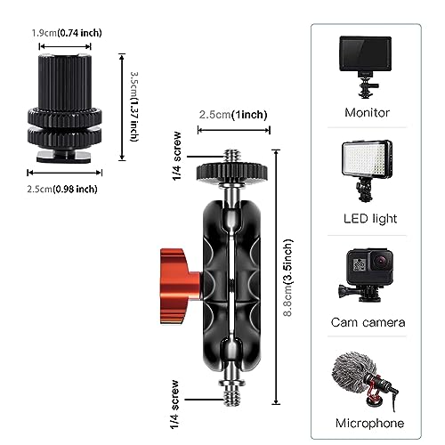 Mini bras magique double tête rotative pour stabiliser moniteur et micro sans chute