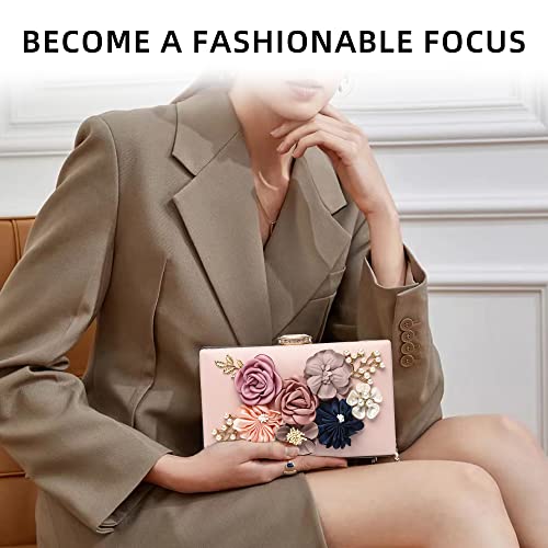 Floral Clutch Floral Clutch Purses For Women 3D Flower Purse Clutch With Roses Flower Clutch Clach Unique Clutch Purses For Women Blush Clutch Purses Women Evening Bridal Pearl Clutch Bride Clutch #TOP5