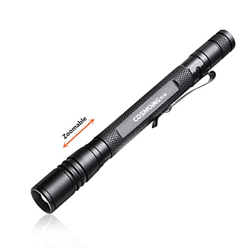 LED Pen Light Flashlight, Zoomable 3 Modes Super Bright Pocket Pen Flashlight with Adjustable Focus, Powered By 2AAA Battery(Not Include) IP54 Waterproof Perfect for Emergency, Inspection, Repair