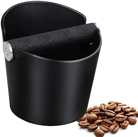 Ailelan Coffee Knock Box, Espresso Knock Box, Coffee Bin, Espresso Dump Bin, 4.8 Inch Shock-Absorbent Durable Barista Style Espresso Knock Box with Removable Metal Knock Bar and Non-Slip Base(Round)