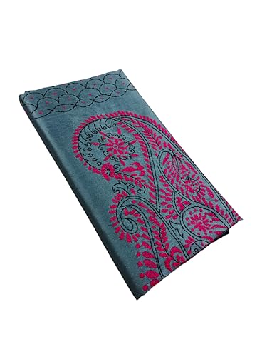Image of SHRISTI CLOTHINGS Women's Hand Embroidered Cotton Silk Kantha Stitch Saree with Blouse Piece (J420724 GREYD45)