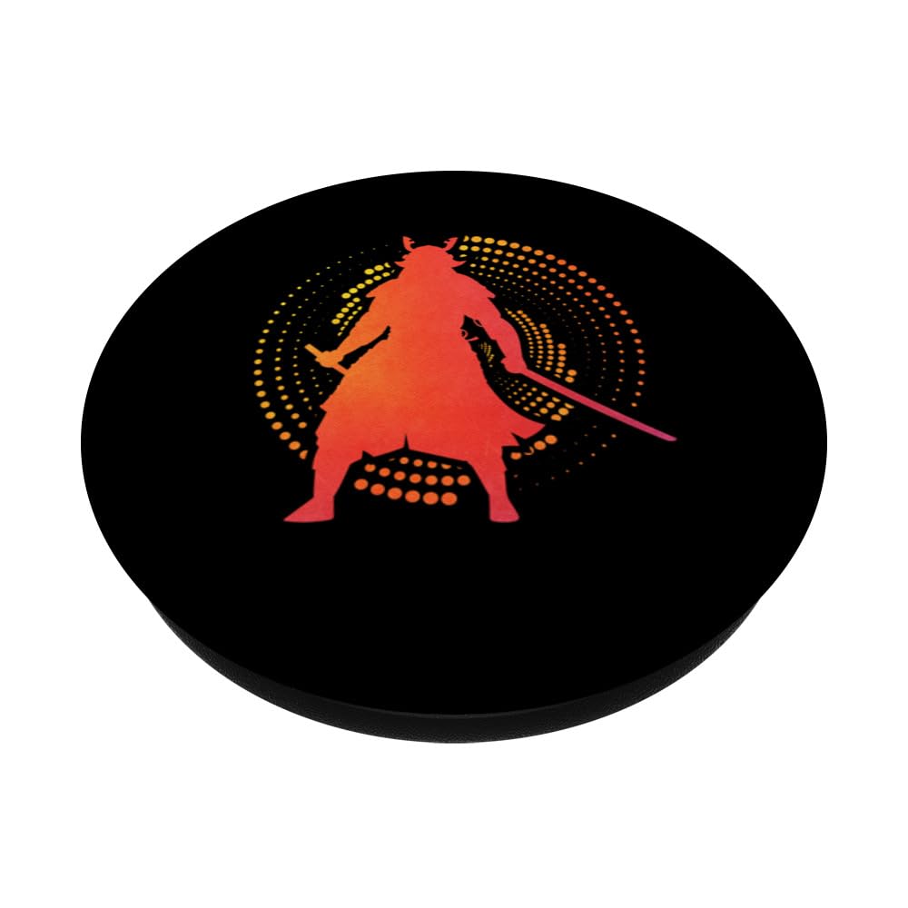 Samurai Japanese Warrior Vintage PopSockets Swappable PopGrip, Black - Image 2