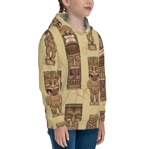 Wooden Tiki Idols Kids Pullover Hoodies Boys Sweatshirts Girls Athletic Clothes with Pocket3